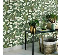 Papel Tapiz Erismann Blanco 6303-07 De Follaje Tropical Exótico Paradisio