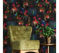 Instawalls Exótico Pavo Real Elegante Flores Erismann Papel Pintado Multi /