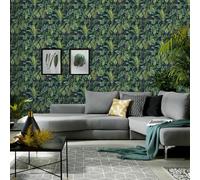 Papel Tapiz Erismann Navy 6303-08 Paradisio Tropical Exótico De Hojas