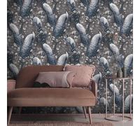 Papel Tapiz Erismann Peacock Árboles Y Aves Texturizado Vinilo Gris 10414-15