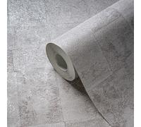 Papel Tapiz Estructurado Con Diseño De Azulejos - Gris Claro, Plata