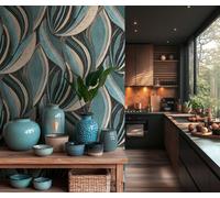 livingwalls Hot Spots Papel pintado no tejido Floral 10,05 m x 0,53 m - Azul, gris claro, plata, metálico - Papel pintado moderno - 786552