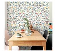 Papel tapiz floral autoadhesivo de flores azules y rosas, papel contacto despegable pegable, elegante PVC impermeable(44cmx150cm)