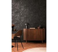 Papel Tapiz Floral Con Diseño De Selva - Negro, Gris, Plata