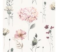 Rasch Papel tapiz Mundo Floral pintado para niños – Romántico, flores – Rosa/Verde 300642