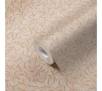 Papel Tapiz Floral Con Ramas Y Flores - Crema, Beige