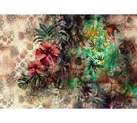 Mural De Pared Floral Para Dormitorio Femenino Diseño Floral Negro Blanco Rosa