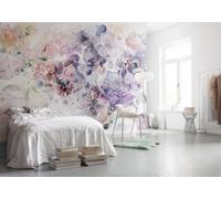 Papel Tapiz Floral Morado 368x248 cm Mural De Pared Para El Dormitorio De Niñas