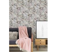 Papel Tapiz Flores Collage En Colores Claros - Gris, Blanco