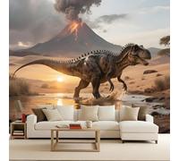 Papel Tapiz Fotográfico 200x140 cm Dinosaurios Volcanes Jurásico Animale 3D Murales Tejido No Tejido Mate Póster Moderna Fotomurales Para Cuarto de Niño Salón Dormitorio Oficina Decoración de Pared