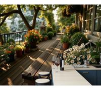 Papel Tapiz Fotográfico 200X140Cm Vista Desde El Balcón En Verano Arquitectura Casa Campo 3D Murales Marrón Póster Moderna Fotomurales Para Cuarto De Niño Salón Dormitorio Oficina Decoración De Pared