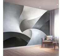 Papel tapiz fotográfico 250 x 175 cm paredes decoración de salón Diseño Abstracto para dormitorio sala de estar papel tapiz no tejido, Gris Curvas Geometría
