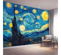 Papel tapiz fotográfico 250 x 175 cm paredes decoración de salón Diseño Estilo De Arte Moderno para dormitorio sala de estar papel tapiz no tejido, Azul Nebulosa Pueblo