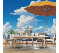 Papel tapiz fotográfico 250 x 175 cm paredes decoración de salón Diseño Estilo Japonés Nubes Animales Gatos para dormitorio sala de estar papel tapiz no tejido, Azul