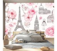 Papel tapiz fotográfico 250 x 175 cm paredes decoración de salón Diseño moderno para dormitorio sala de estar papel tapiz no tejido, Rosa rosas pintadas a mano arquitectura