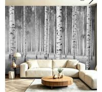 Papel tapiz fotográfico 300 x 210 cm paredes decoración de salón Amantes Del Arte Nórdico Tronco Selva Hojas para dormitorio sala de estar papel tapiz no tejido, Negro Gris