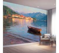 Papel tapiz fotográfico 300 x 210 cm paredes decoración de salón Diseño Naturaleza para dormitorio sala de estar papel tapiz no tejido, Barco Del Lago Azul