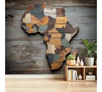 Papel tapiz fotográfico 300 x 210 cm paredes decoración de salón Exploradores Industrial Mapa Tablón De Madera África para dormitorio sala de estar papel tapiz no tejido, Color Gris