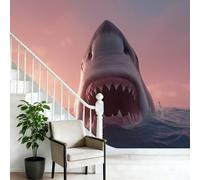 Papel tapiz fotográfico 300 x 210 cm Revestimiento de paredes decoración de salón Diseño Fantasía Tiburón Submarino para dormitorio, sala de estar, papel tapiz no tejido, decoración de pared, Vistoso