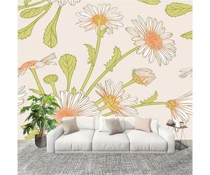 Papel Tapiz Fotográfico 300x210cm Caricatura Margarita Flores 3D Murales Póster Moderna Fotomurales Color Claro Para Cuarto de Niño Salón Dormitorio Oficina Decorar