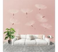Papel Tapiz Fotográfico 300x210cm Diente De LeóN Simple Volando 3D Murales Póster Moderna Fotomurales Rosa Claro Para Cuarto de Niño Salón Dormitorio Oficina Decorar