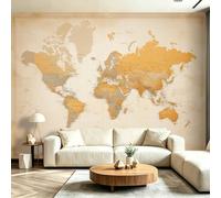 Papel tapiz fotográfico 350 x 256 cm paredes decoración de salón Amantes De Los Viajes Vintage Mapa del mundo Textura para dormitorio sala de estar papel tapiz no tejido, Beige Marrón
