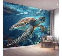 Papel tapiz fotográfico 350 x 256 cm paredes decoración de salón Diseño animal para dormitorio sala de estar papel tapiz no tejido, Azul mar coral