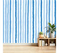 Papel tapiz fotográfico 350 x 256 cm paredes decoración de salón Familias Modernas Nórdico Rayas Acuarela Geometría para dormitorio sala de estar papel tapiz no tejido, Color Azul