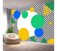 Papel Tapiz Fotográfico 350 x 256 cm（WxH) Papel Pintado Panorámico, Moderno Geométrico Abstracto Decoración Pared - Moderna para Cuarto de Niño Salón Oficina Multicolor