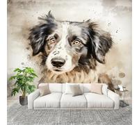 Papel Tapiz Fotográfico 350x256cm Acuarela Animales PatróN De Perro 3D Murales Póster Moderna Fotomurales Blanco Para Cuarto de Niño Salón Dormitorio Oficina Decorar