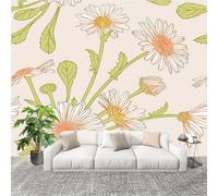 Papel Tapiz Fotográfico 350x256cm Caricatura Margarita Flores 3D Murales Póster Moderna Fotomurales Color Claro Para Cuarto de Niño Salón Dormitorio Oficina Decorar