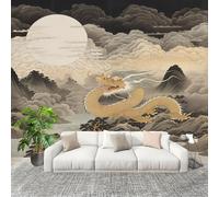 Papel Tapiz Fotográfico 350x256cm China Un DragóN Gigante Patrones De Nubes 3D Murales Póster Moderna Fotomurales Oro Para Cuarto de Niño Salón Dormitorio Oficina Decorar