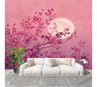 Papel Tapiz Fotográfico 350x256cm Romance Ramas De áRboles Flores 3D Murales Póster Moderna Fotomurales Rosa Para Cuarto de Niño Salón Dormitorio Oficina Decorar