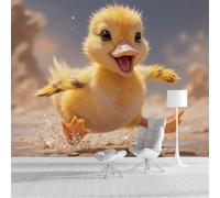 Papel Tapiz Fotográfico 3D Amarillo Pato Saltando 450X300Cm Pintado Panorámico,Animal Lindo Murales Decoración Pared Moderna Para Cuarto De Niño Dormitorio Salón Oficina