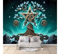 Papel Tapiz Fotográfico 3D Árbol Del Mundo 500x280 cm Papel Pintado Panorámico, Runas Nórdicas Murales Decoración Pared Moderna para Cuarto de Niño, Salón, Oficina