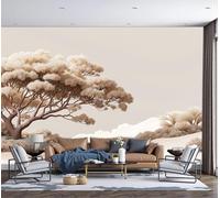 Papel Tapiz Fotográfico 3D Árboles Arbustos Dunas De Arena 250x175cm Papel Pintado Panorámico, Dibujo Lineal Nórdico Murales Decoración Pared Moderna Para Salon Dormitorio Oficina