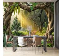 Papel Tapiz Fotográfico 3D Arco Del Bosque Papel Tapiz Tela De Seda,Sala De Estar Dormitorio Fotografía Póster Decoración De Pared-400X280Cm Mural De Panorámico
