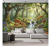 Papel Tapiz Fotográfico 3D Arroyos De Animales Del Bosque 400Anx280Al cm Papel Pintado Panorámico, Cuentos De Hadas Murales Decoración Pared Moderna para Cuarto de Niño, Salón, Oficina