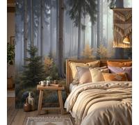 Papel Tapiz Fotográfico 3D Bosque de paisaje natural Le brouillard envuelve el petit matin 200x140cm Papel Pintado Panorámico,Fuera De La Ventana Murales Decoración Pared Moderna para Salón,Oficina