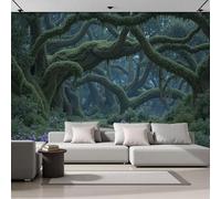 Papel Tapiz Fotográfico 3D Calcomanías De Pared, Árboles Con Giros De Musgo Sala De Estar Tv Fondo Mural,Estilo Fantasíapapel Tapiz 3D Decoración Dormitorio Mural-350 × 256 Cm