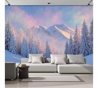 Papel Tapiz Fotográfico 3D Calcomanías De Pared, Pinos Vistas Panorámicas Montañas Sala De Estar Tv Fondo Mural,Paisaje Invernal Papel Tapiz 3D Decoración Dormitorio Mural-250 × 175 Cm