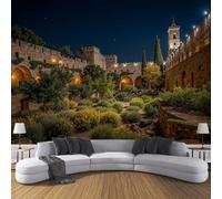 Papel Tapiz Fotográfico 3D Campanario Vegetación Con Estampado Retro Paisaje, 450Anx315Al cm Marrón Papel Pintado Panorámico, Murales Decoración Pared para Cuarto de Niño Salón Oficina