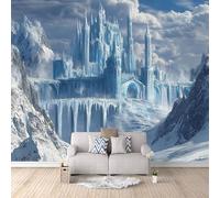 Papel Tapiz Fotográfico 3D Castillo De Hielo 150x105 cm Papel Pintado Panorámico, Montaña Nevada Murales Decoración Pared Moderna para Cuarto de Niño, Salón, Oficina