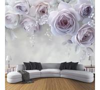 Papel Tapiz Fotográfico 3D, Colgante Rosa Gris claro Papel Tapiz Tela de Seda, Sala de Estar Dormitorio Romance Floral Póster Decoración de Pared, 150Anx105Al cm Mural De Panorámico