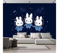 Papel Tapiz Fotográfico 3D Conejo Con Traje Espacial 250Anx175Al cm Papel Pintado Panorámico, Dibujos Animados Murales Decoración Pared Moderna para Cuarto de Niño, Salón, Oficina