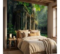 Papel Tapiz Fotográfico 3D decoraciones arquitectónicas retro mousse y jungla 300x210cm Papel Pintado Panorámico,Fuera De La Ventana Murales Decoración Pared Moderna para Cuarto de Niño,Salón,Oficina
