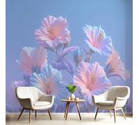Papel Tapiz Fotográfico 3D Degradado Floral Con Estampado Soñador, 350Anx256Al cm Azul pálido Papel Pintado Panorámico, Murales Decoración Pared para Cuarto de Niño Salón Oficina