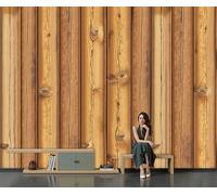 Papel Tapiz Fotográfico 3D Diseño Pared Paneles Madera 350 × 256 cm Papel Pintado Panorámico, Veta De Madera Natural Murales Decoración Pared Moderna para Cuarto de Niño, Salón, Oficina,Marrón Oscuro