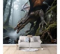 Papel Tapiz Fotográfico 3D Dragón Del Oeste 300x256 cm Papel Pintado Panorámico, Murales Decoración Pared Moderna para Cuarto de Niño, Salón, Oficina