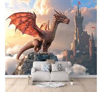 Papel Tapiz Fotográfico 3D Dragón Mítico 250x175 cm Gótico Papel Pintado Panorámico, Murales Decoración Pared Moderna para Cuarto de Niño, Salón, Oficina,dormitorio